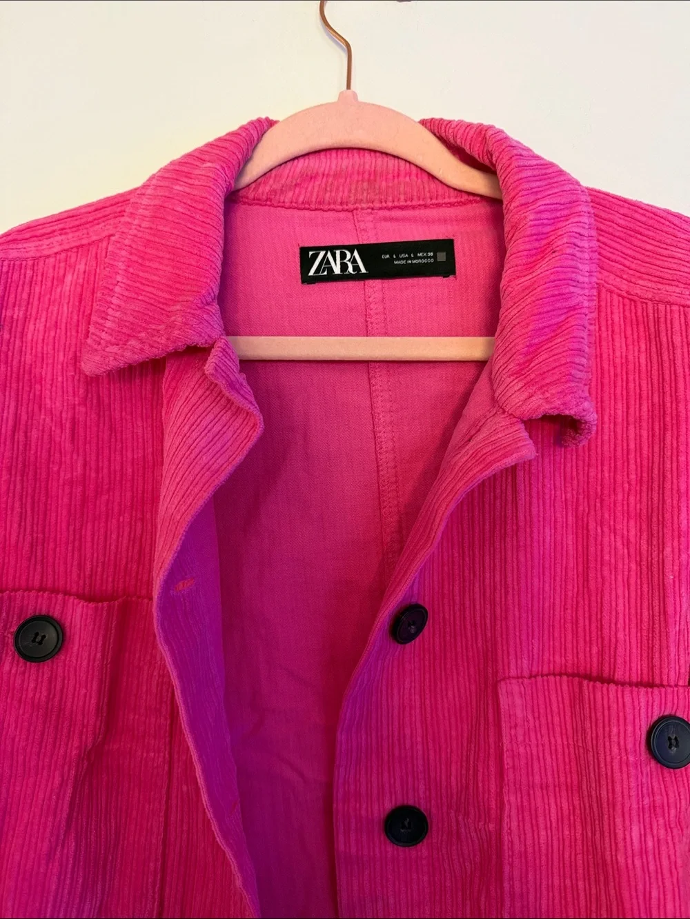 ZARA Pink Corduroy Button-Up Jacket
